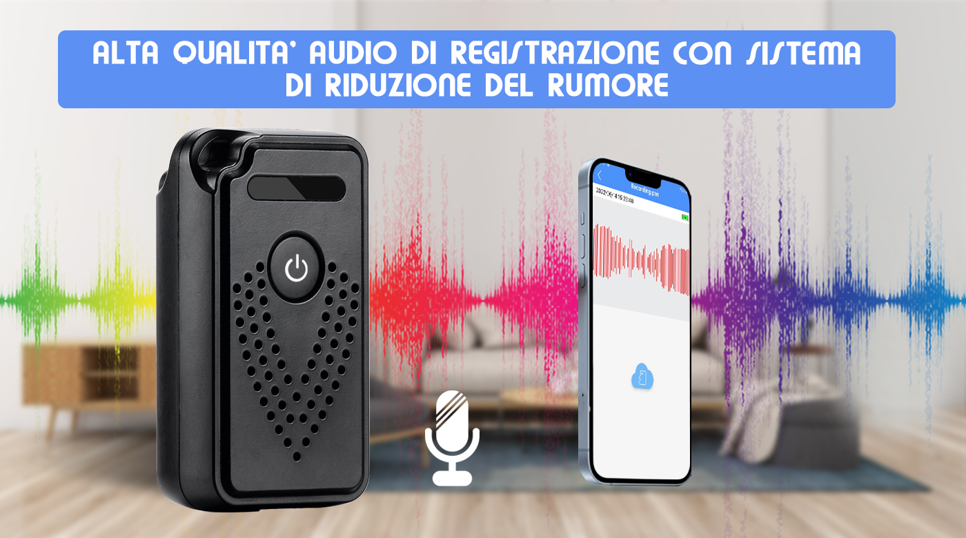 Registratore Vocale Digitale Professionale con Controllo Remoto via Wi-Fi e Trasferimento File a Distanza su smartphone (King Spy Guard F1)