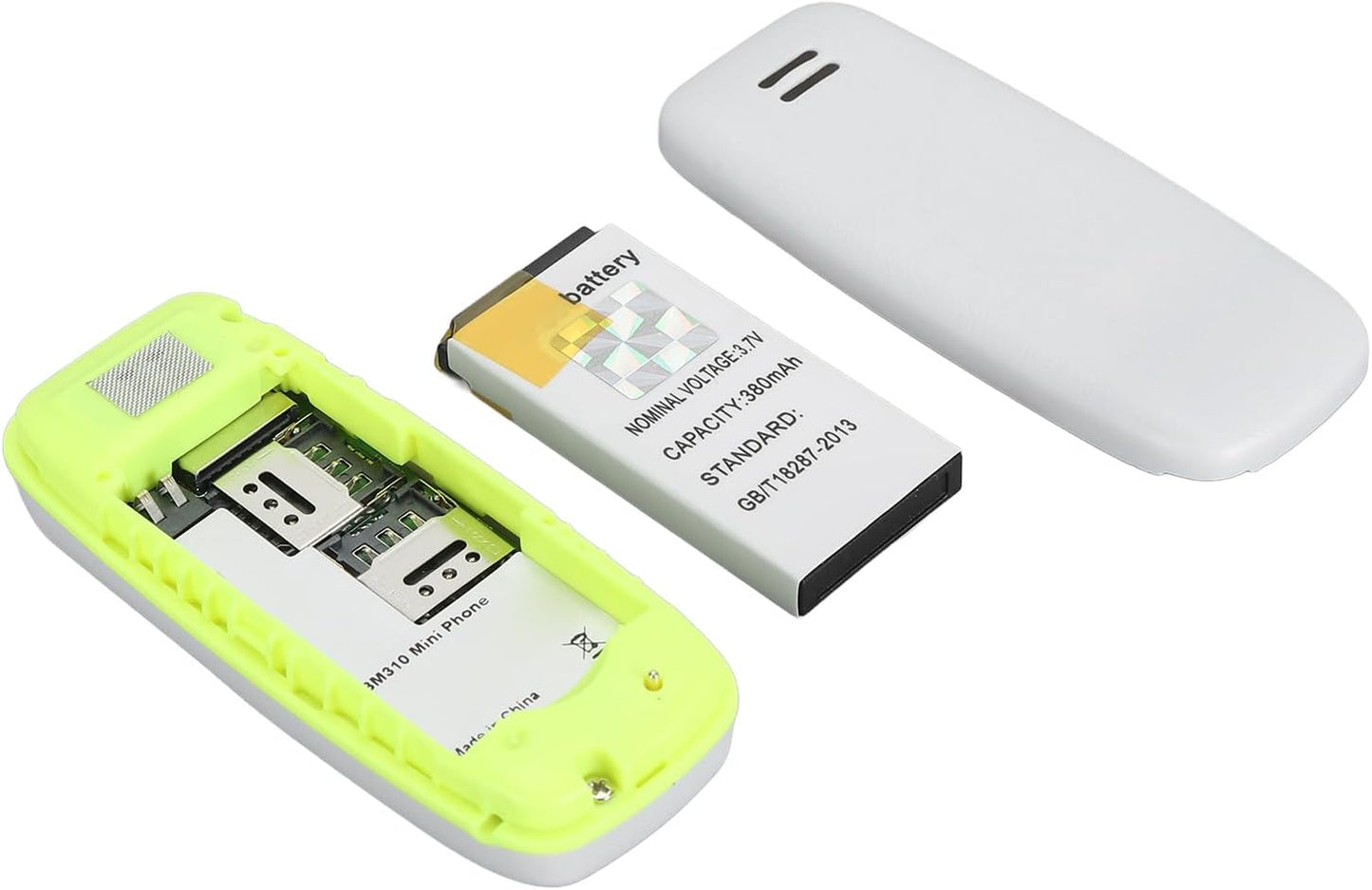 Mini telefono GSM 2G dual SIM con supporto microSD 16 GB, Bluetooth, lettore MP3 il più piccolo al mondo (bianco).