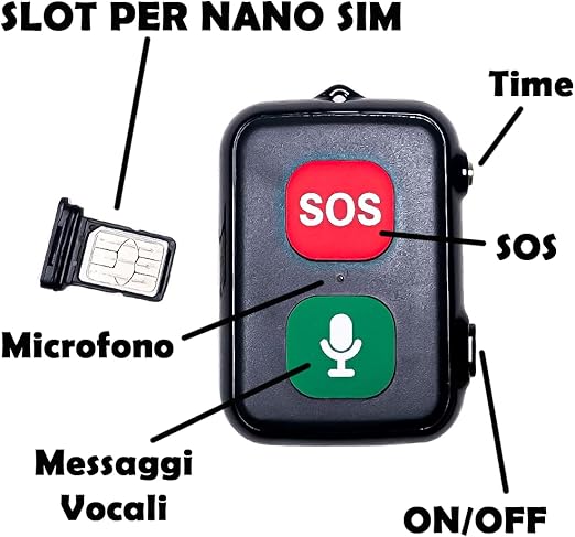 SOS Anziani Localizzatore GPS sensore Anticaduta Impermeabile IP67 Chiamate Bidirezionali Geo-Recinzione Promemoria Farmaci Inclusa App di Tracciamento (SOS One)