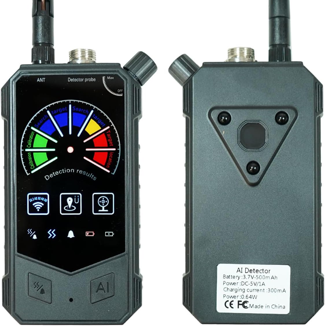 Rilevatore Microspie SpyTerminator AI Scansione fino a 8.6 GHz per Microspie GSM/5G, Telecamere wifi & localizzatori GPS Display Digitale, 8h Autonomia