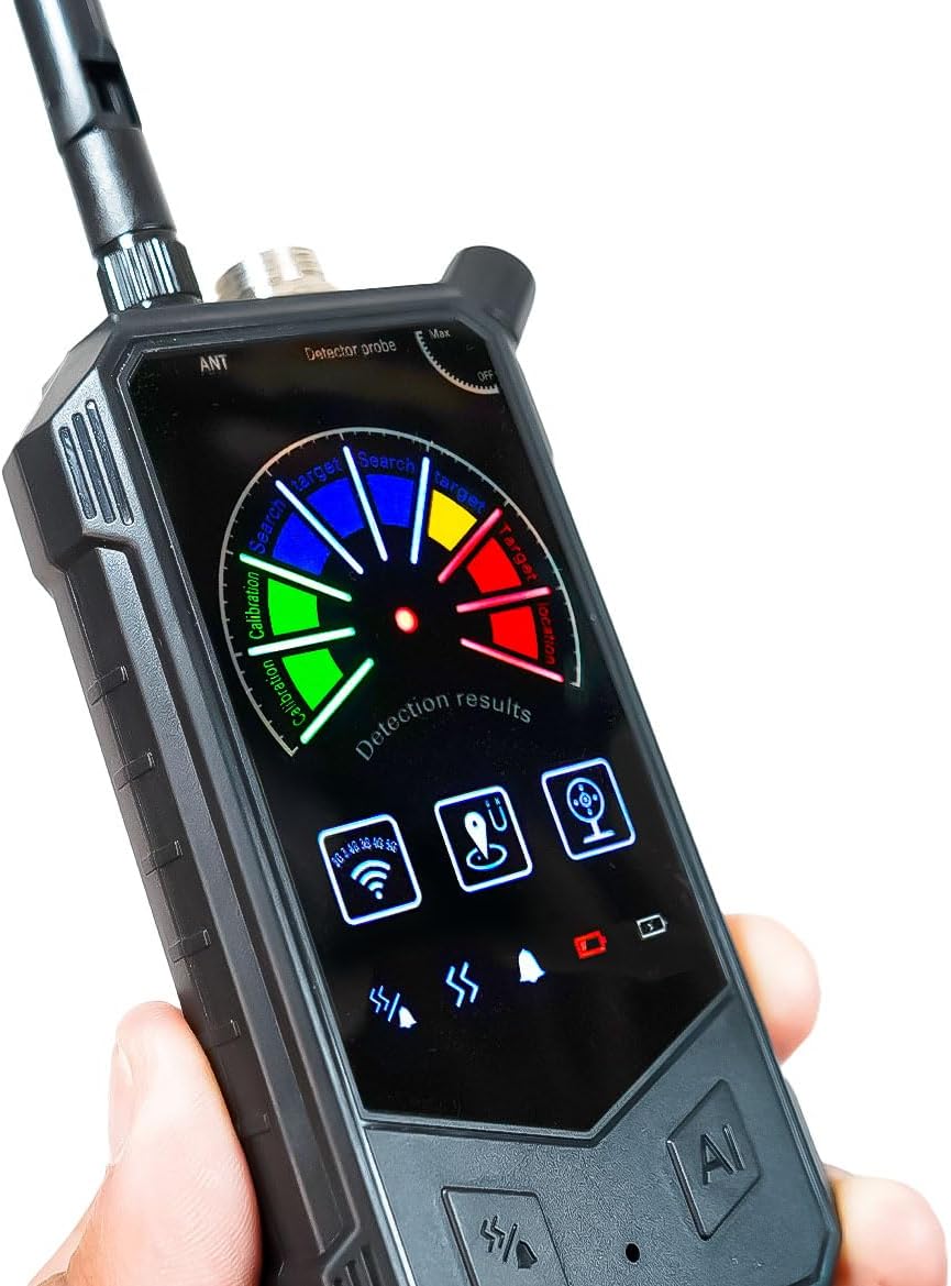 Rilevatore Microspie SpyTerminator AI Scansione fino a 8.6 GHz per Microspie GSM/5G, Telecamere wifi & localizzatori GPS Display Digitale, 8h Autonomia