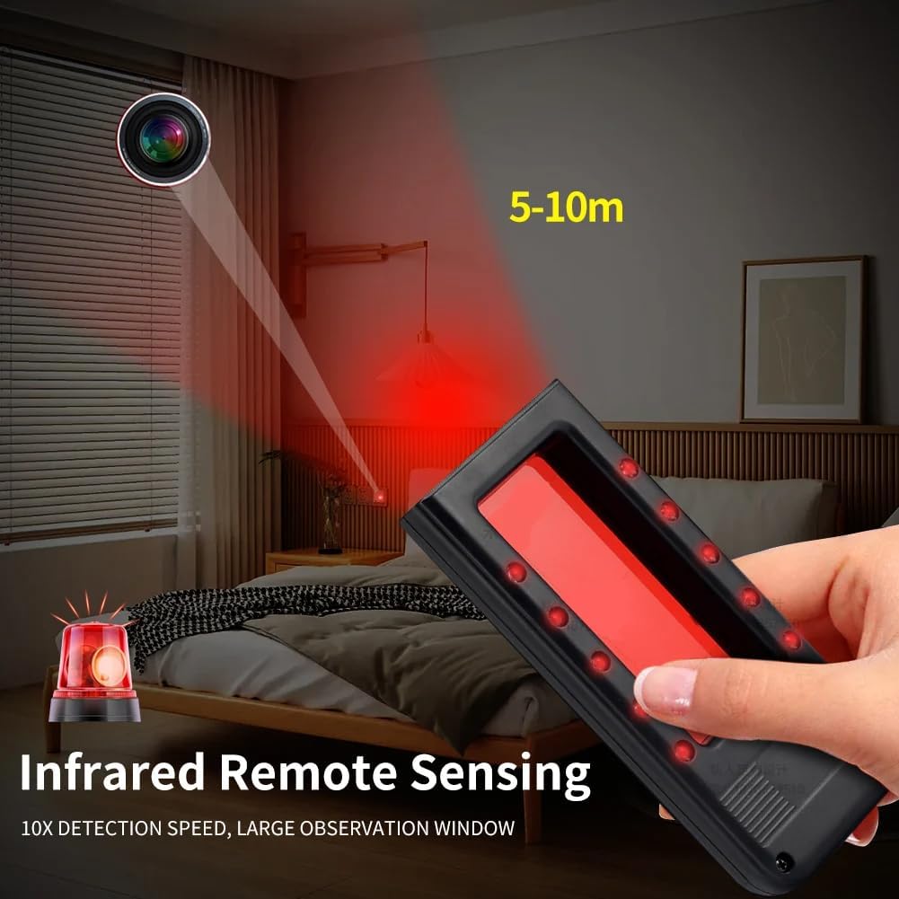 NUOVA GENERAZIONE Rilevatore Telecamere 2-in-1 • Laser a Infrarossi & Filtro Polarizzato • Scansione Precisa per Micro Spy, WiFi, Pinhole • Batteria Ricaricabile • Portatile e Facile da Usare