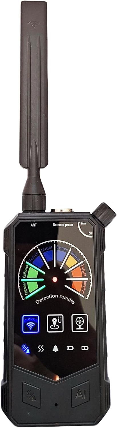 Rilevatore Microspie SpyTerminator AI Scansione fino a 8.6 GHz per Microspie GSM/5G, Telecamere wifi & localizzatori GPS Display Digitale, 8h Autonomia
