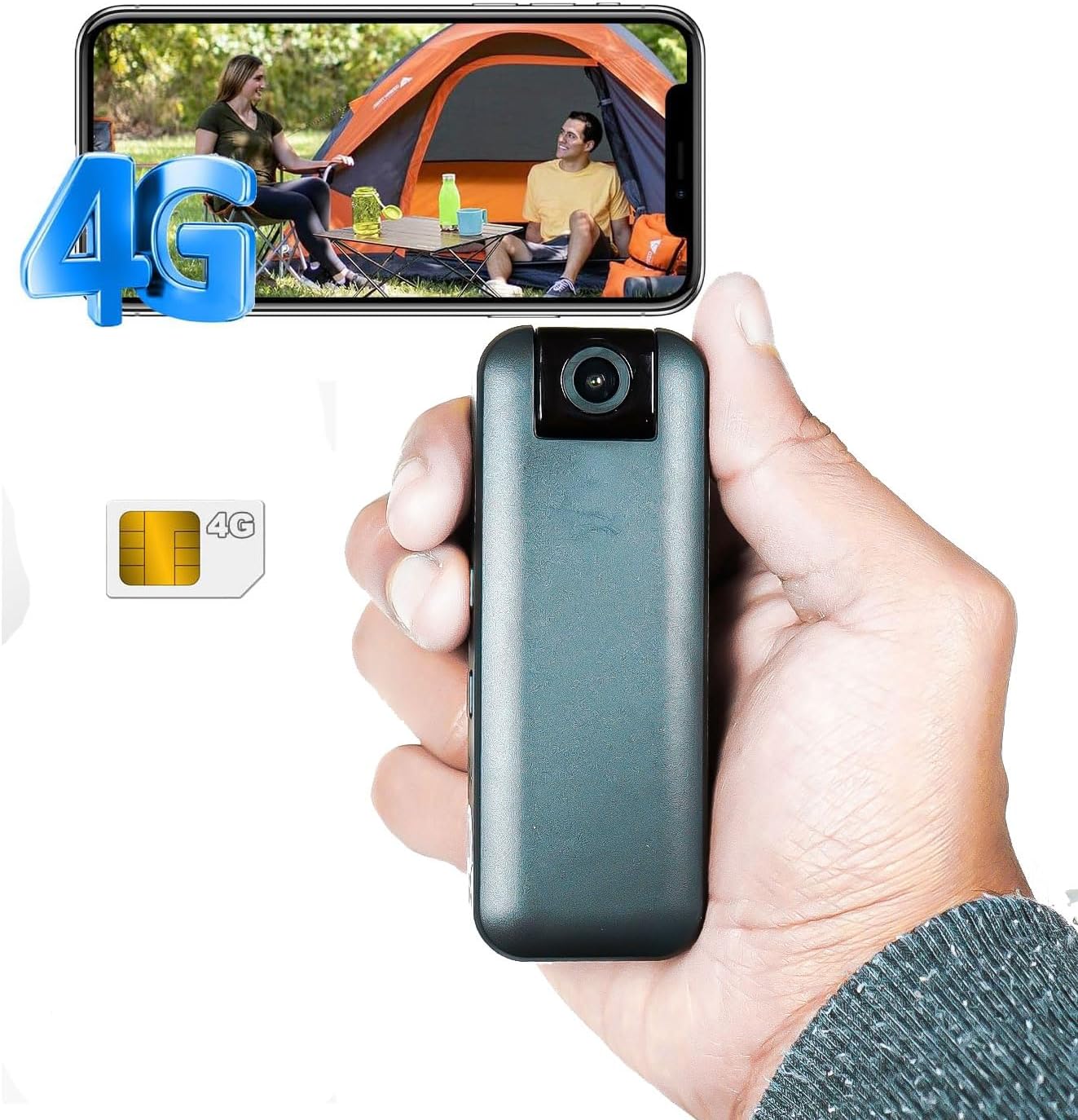 Mini Telecamera spia con SIM 4G da Interno Senza Fili 1080P FHD spy camera, compresa di sim già attiva, Visione 160°, Visione Notturna allarme movimento visione da APP manuale italiano (CB77-C)