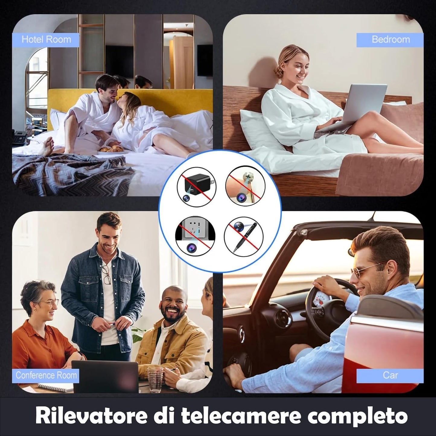 NUOVA GENERAZIONE Rilevatore Telecamere 2-in-1 • Laser a Infrarossi & Filtro Polarizzato • Scansione Precisa per Micro Spy, WiFi, Pinhole • Batteria Ricaricabile • Portatile e Facile da Usare