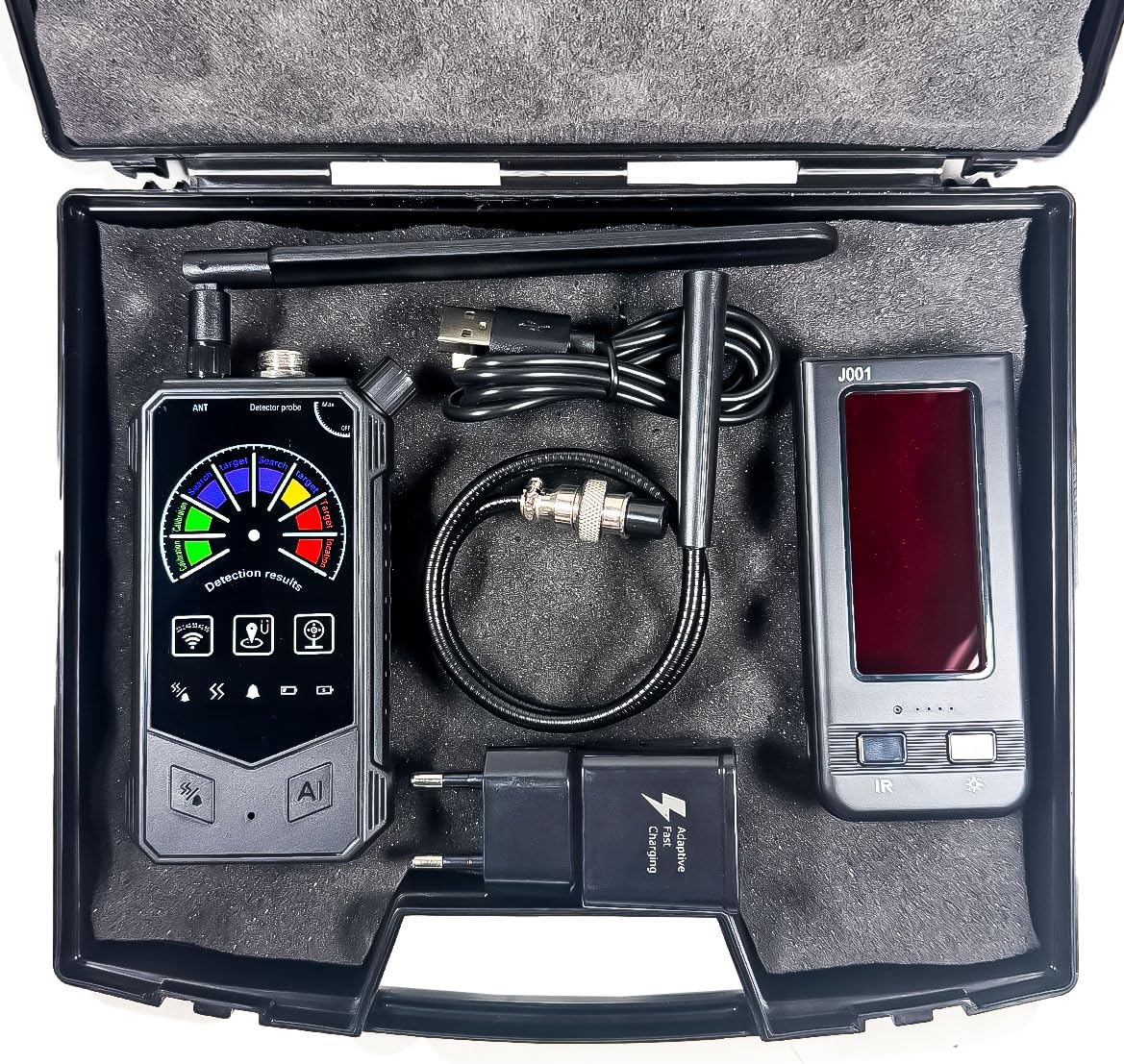 SPY TERMINATOR COMBO AI Scansione fino a 8.6 GHz per Microspie GSM/5G, Telecamere SD, via cavo e wifi, localizzatori GPS auto, laser infrarossi e filtro polarizzato