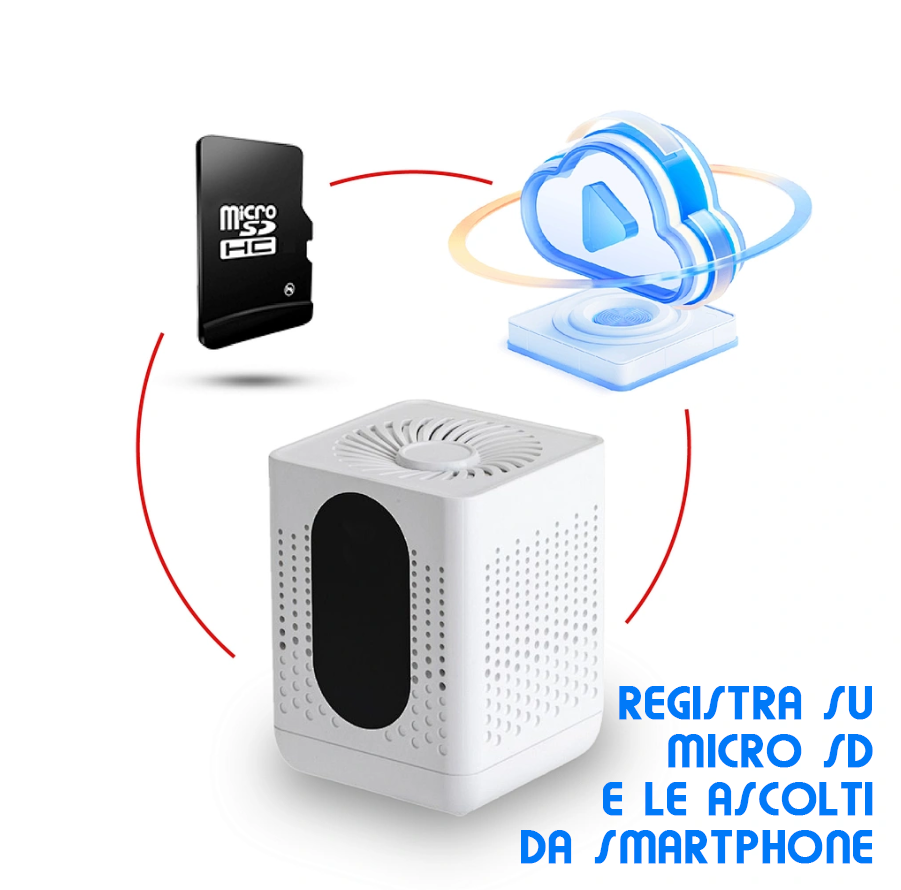 Registratore Audio spia WiFi a Lunga Durata Colore Bianco Compatto e Portatile Design Moderno Antifurto casa ufficio (Wifi F07)