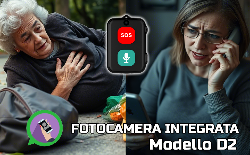 SOS Anziani Localizzatore GPS con telecamera sensore Anticaduta Impermeabile IP67 Chiamate Bidirezionali Geo-Recinzione Promemoria Farmaci Inclusa App di Tracciamento (SOS Cam)