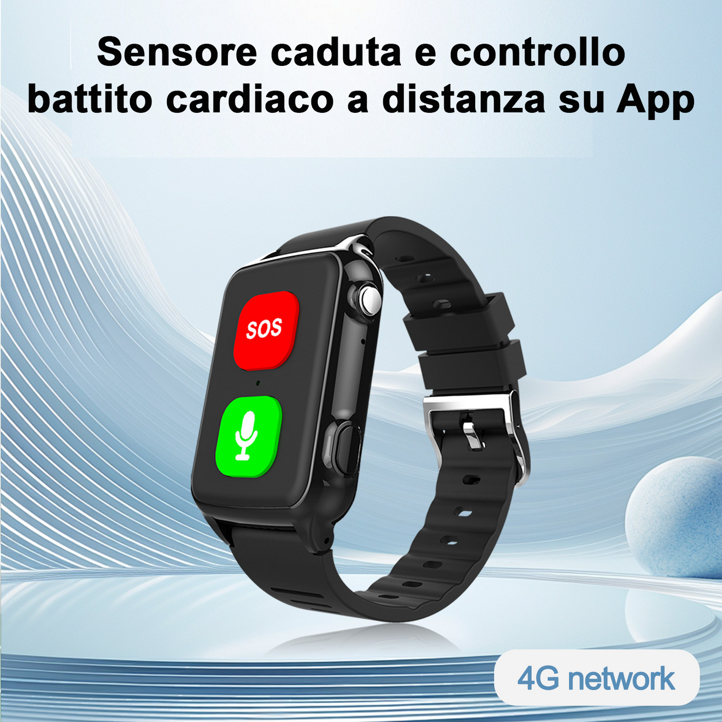 SOS Anziani Localizzatore GPS sensore da polso Anticaduta Impermeabile IP67 Chiamate Bidirezionali Geo-Recinzione Controllo battito cardiaco Inclusa App di Tracciamento in inglese (SOS Pulse)