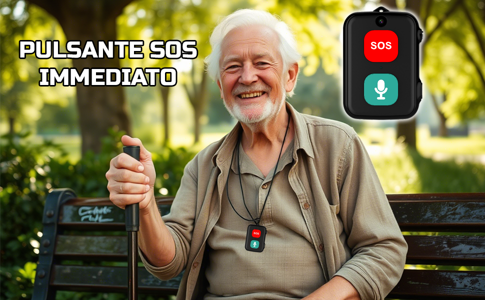 SOS Anziani Localizzatore GPS con telecamera sensore Anticaduta Impermeabile IP67 Chiamate Bidirezionali Geo-Recinzione Promemoria Farmaci Inclusa App di Tracciamento (SOS Cam)