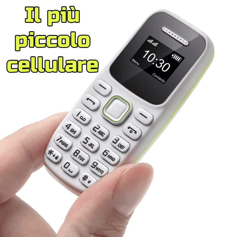 Mini telefono GSM 2G dual SIM con supporto microSD 16 GB, Bluetooth, lettore MP3 il più piccolo al mondo (bianco).