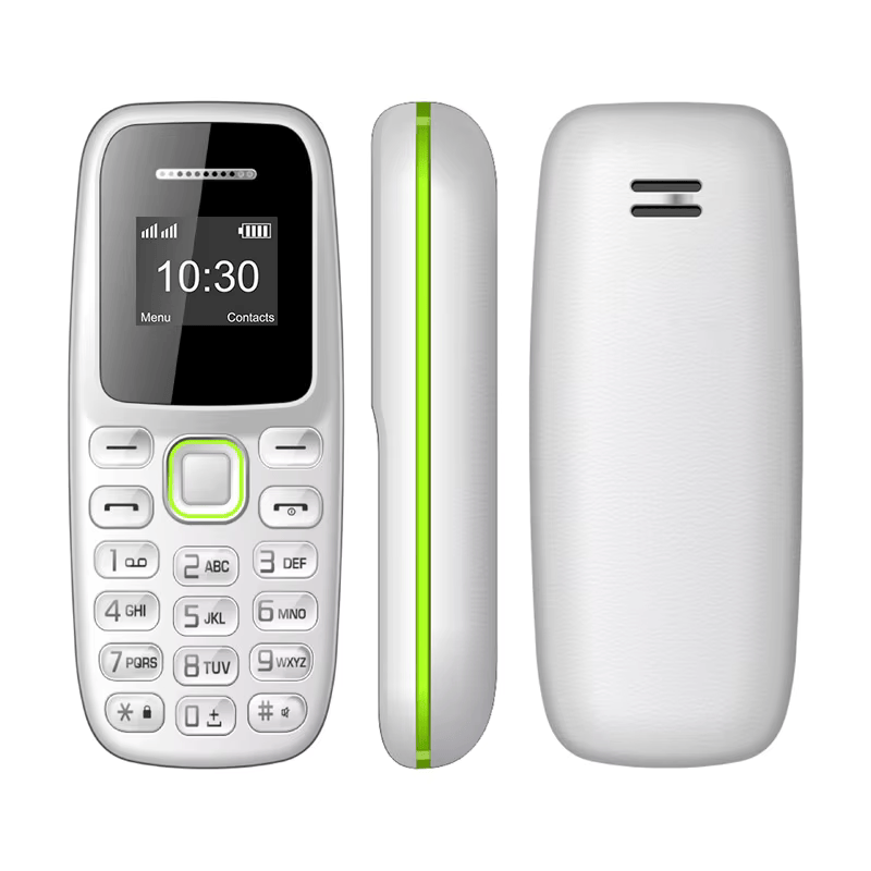 Mini telefono GSM 2G dual SIM con supporto microSD 16 GB, Bluetooth, lettore MP3 il più piccolo al mondo (bianco).
