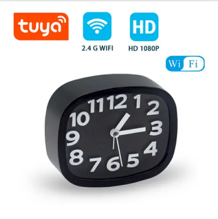 sveglia con telecamera spia 1080P WiFi, Rilevamento Movimento, Visione Notturna, Microfono, visione da cellulare ios/android APP TUYA Monitoraggio Casa/Ufficio (C6)
