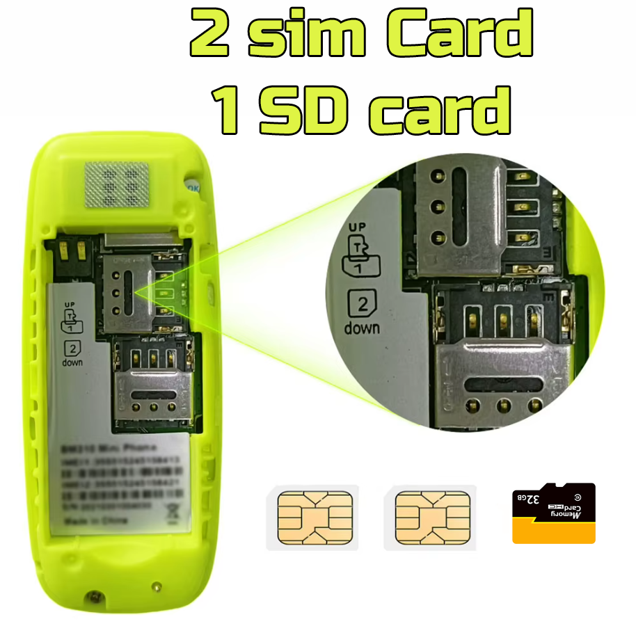 Mini telefono GSM 2G dual SIM con supporto microSD 16 GB, Bluetooth, lettore MP3 il più piccolo al mondo (bianco).