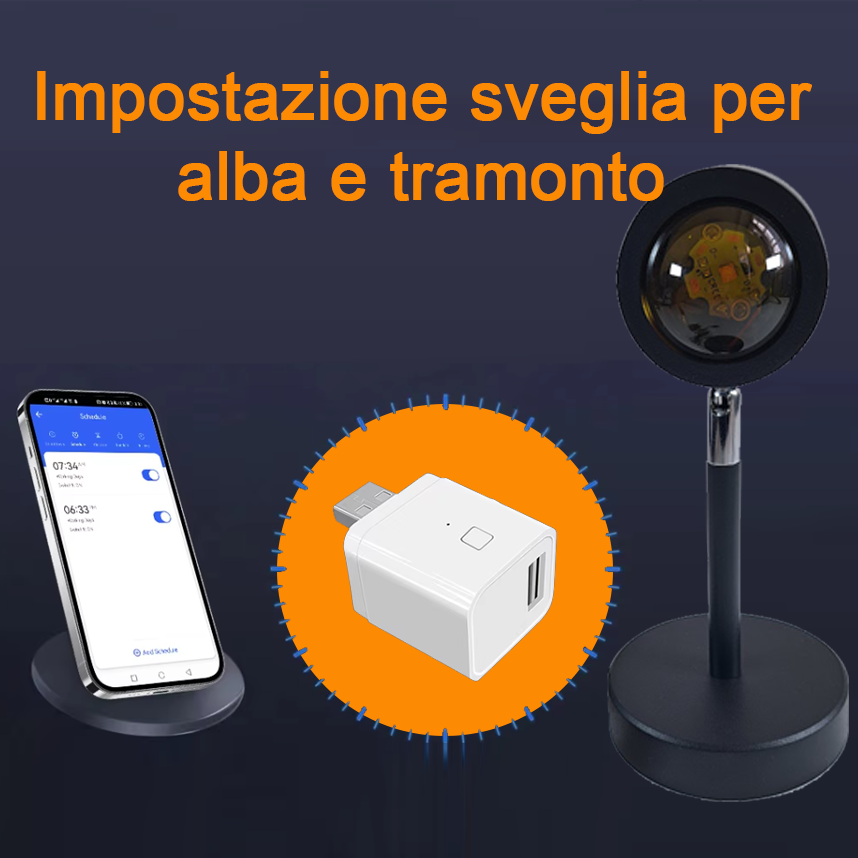 GiDaCom lampada a LED proiezione alba e tramonto, con interfaccia wifi, gestione tramite alexa google, proiettore per camera da letto, soggiorno, studio, relax