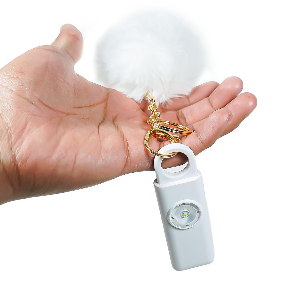 Portachiavi Allarme Antipanico, Dispositivo Antiaggressione SOS Chiamata Automatica, Invio Istantaneo Posizione GPS, Sirena 130dB, Difesa Personale e Autodifesa per Donne, Bambini e Anziani (Bianco)