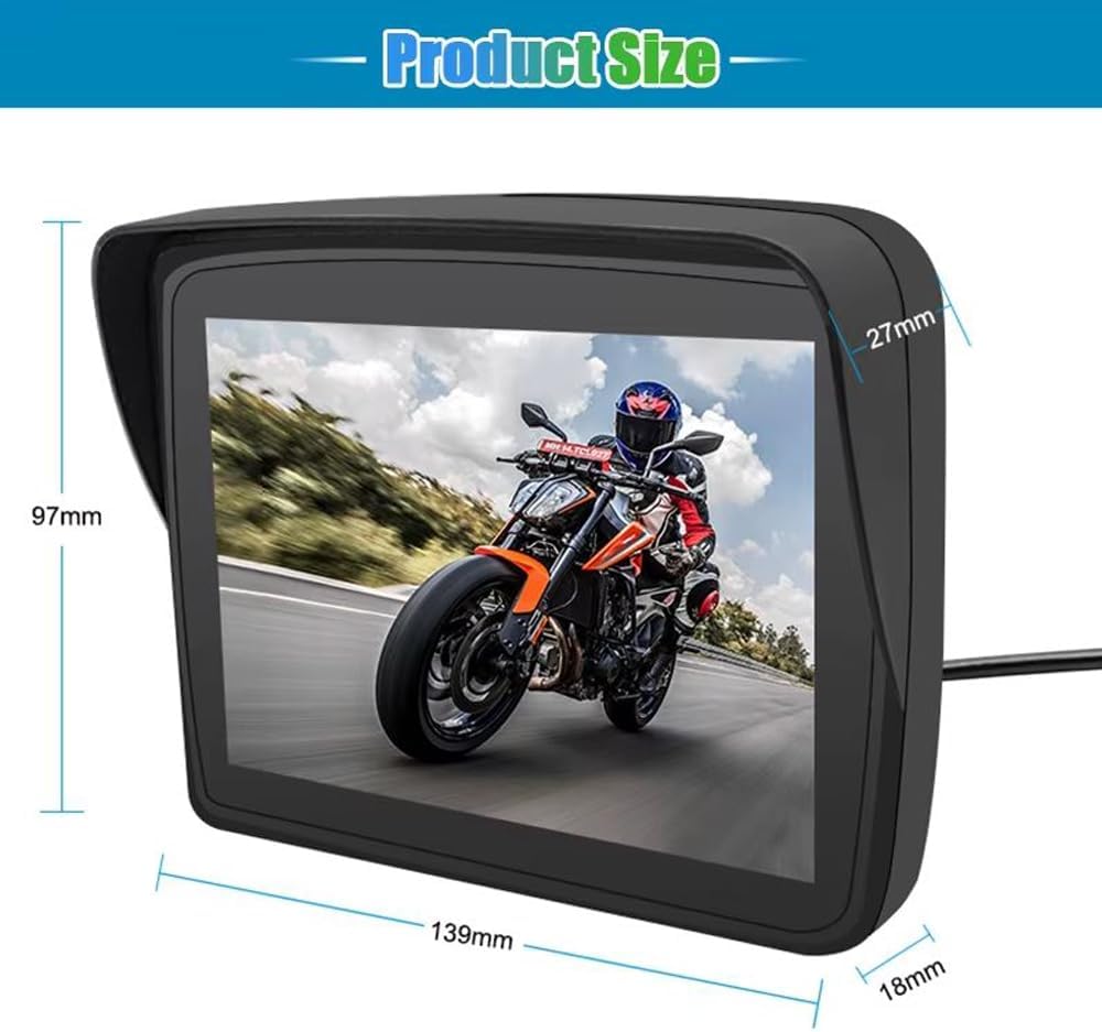 K750 Navigatore GPS per moto con auricolare bluetooth telefonate mappe sistema Carplay/Android auto TF card per musica/film e presa USB manubrio