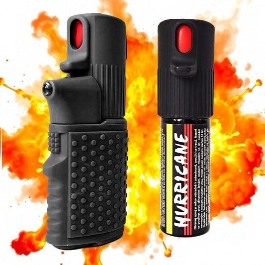 SPRAY COMPATTO E POTENTE DONNA Autodifesa Legale 2-in-1 LED+Spray Nero con PonPon Cuore 15ml 100% legale