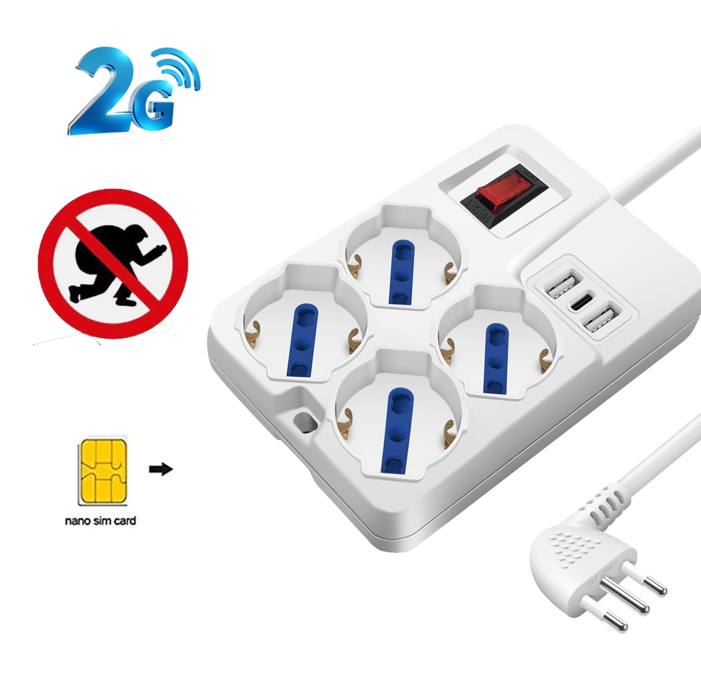 Microspia antifurto gsm in Ciabatta Multipresa con 3 USB chiami e ascolti o ti chiama quando sente una voce Garantisce la Tua Sicurezza