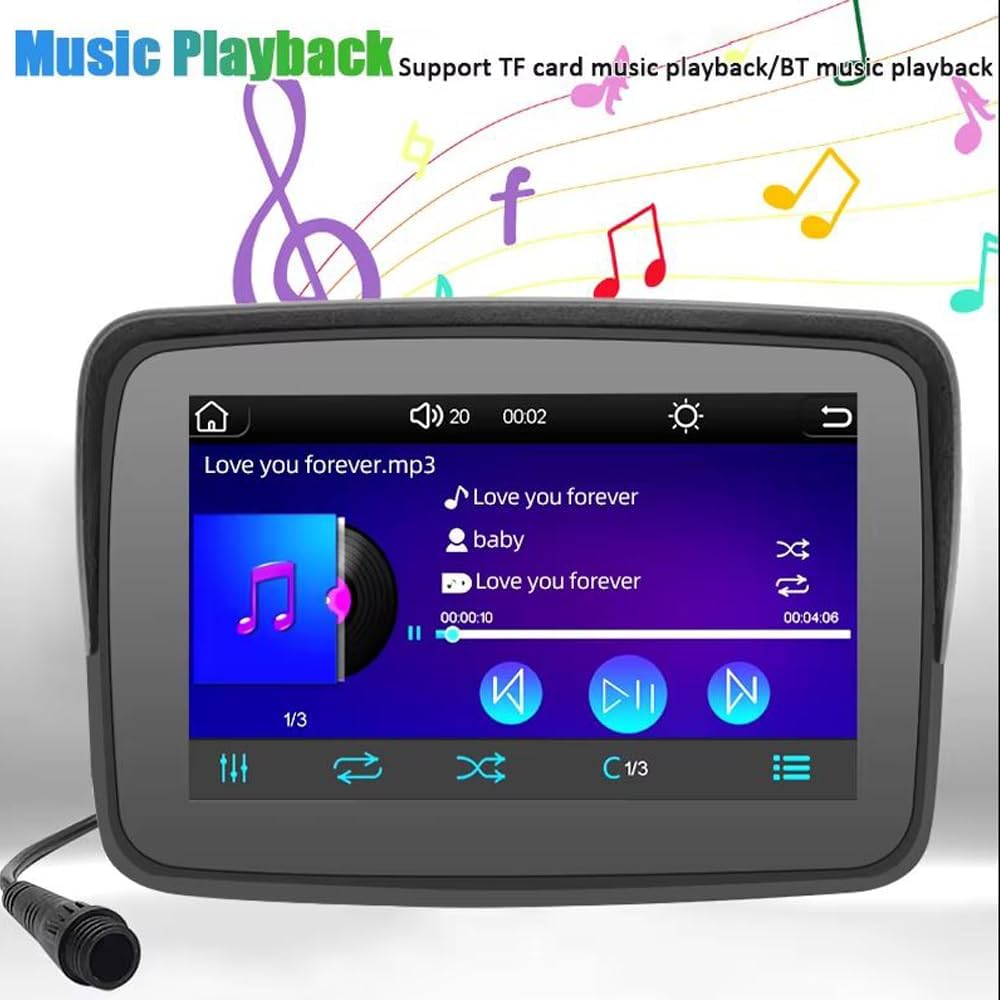 K750 Navigatore GPS per moto con auricolare bluetooth telefonate mappe sistema Carplay/Android auto TF card per musica/film e presa USB manubrio