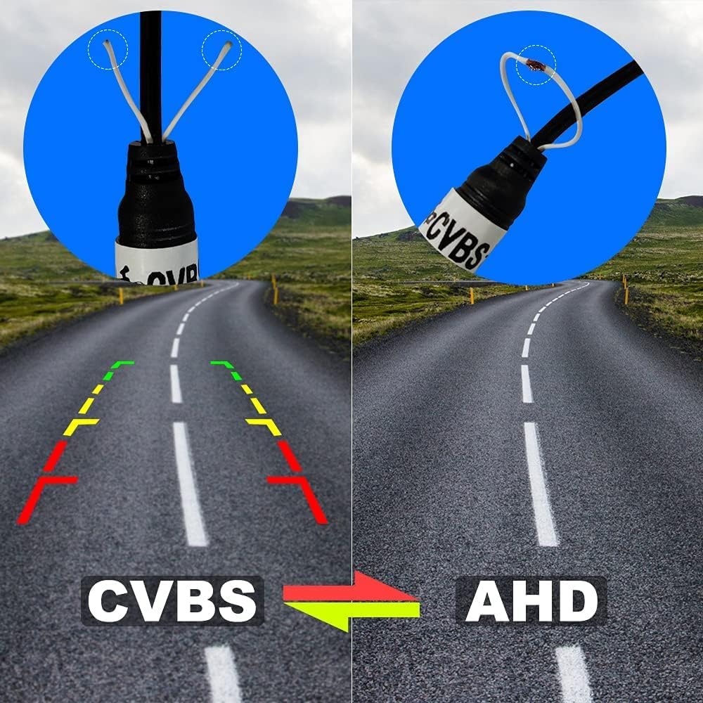 Telecamera posteriore per auto universale con visione notturna AHD Pixel 1280x720P 160 ° grandangolare IP68 Telecamera posteriore/anteriore impermeabile 12V doppio sistema PAL