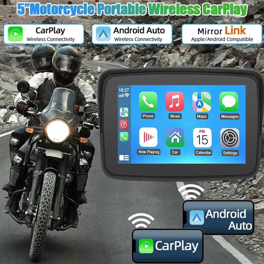 K750 Navigatore GPS per moto con auricolare bluetooth telefonate mappe sistema Carplay/Android auto TF card per musica/film e presa USB manubrio