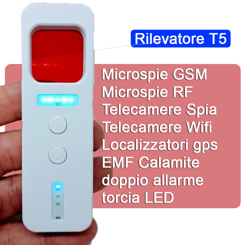 Rilevatore di microspie GPS auto Telecamere spia Casa Ufficio professionale tecnologia militare da 1 a 6,5 GHz Gsm Gps Wifi RF EMF Allarme e Torcia Led (T5)