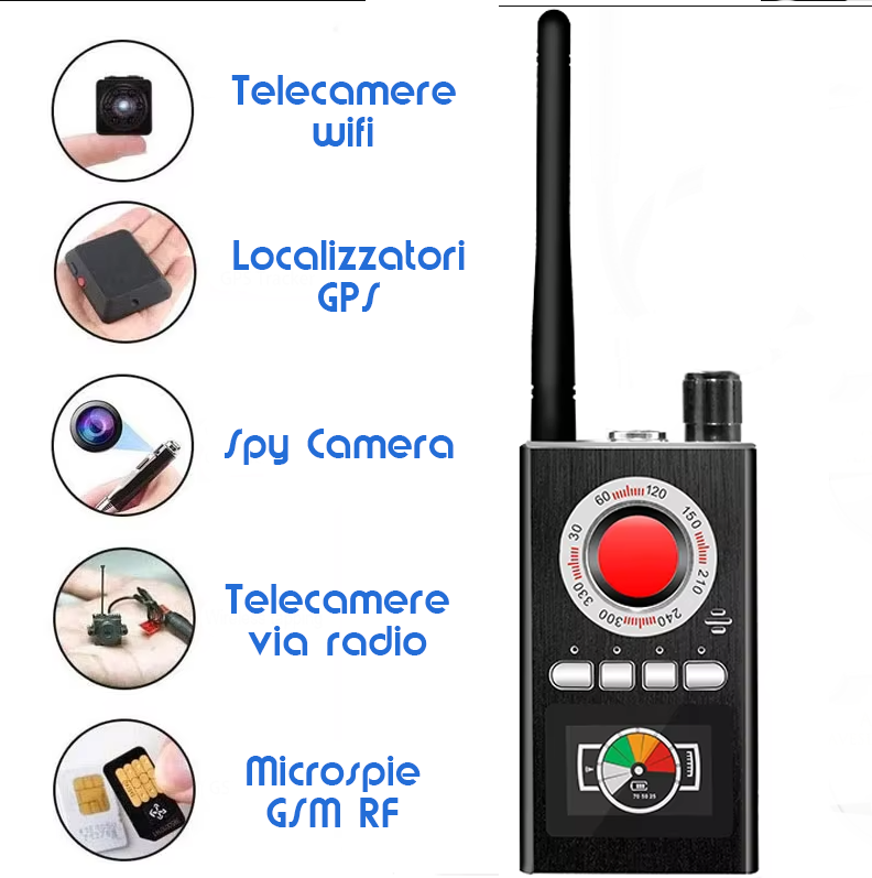 K88 Scanner di Segnali GSM GPS EMF Rilevatore di Telecamere Nascoste microspie per Privacy e Sicurezza in Auto, Casa e Ufficio