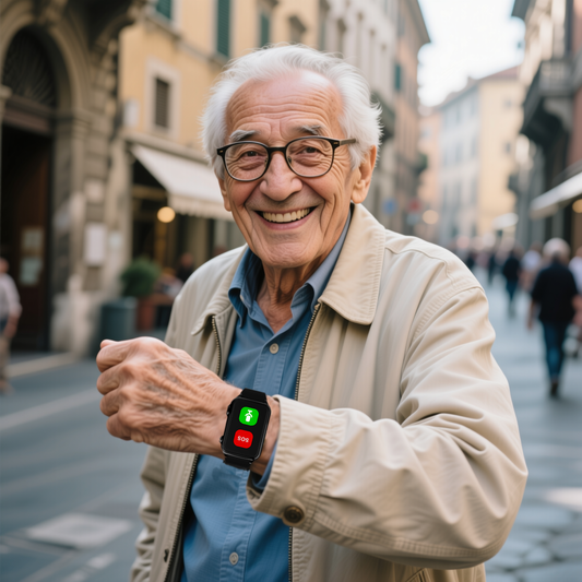 SOS Anziani Localizzatore GPS sensore da polso Anticaduta Impermeabile IP67 Chiamate Bidirezionali Geo-Recinzione Controllo battito cardiaco Inclusa App di Tracciamento in inglese (SOS Pulse)