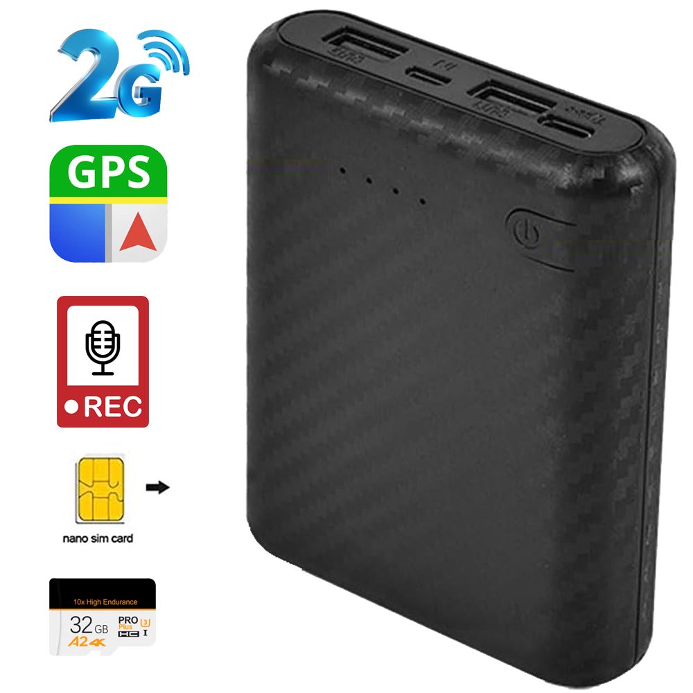 Microspia Audio GSM con Registrazione Vocale e Localizzatore GPS - Ascolto in Tempo Reale, Chiamata Remota Voce - Antifurto power bank batteria 30 giorni (King Spy Guard F5 power)