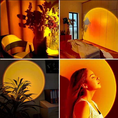GiDaCom lampada a LED proiezione alba e tramonto, con interfaccia wifi, gestione tramite alexa google, proiettore per camera da letto, soggiorno, studio, relax